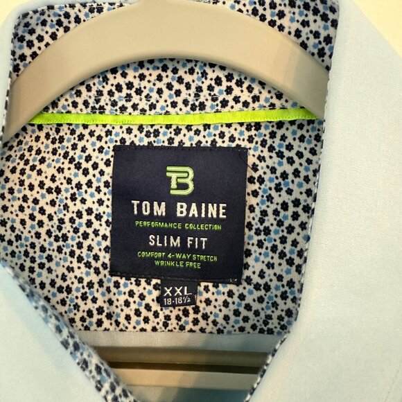 👔 Tom Baine Slim Fit Performance Dress Shirt XXL (18-18.5) – Light Blue - Picture 4 of 5